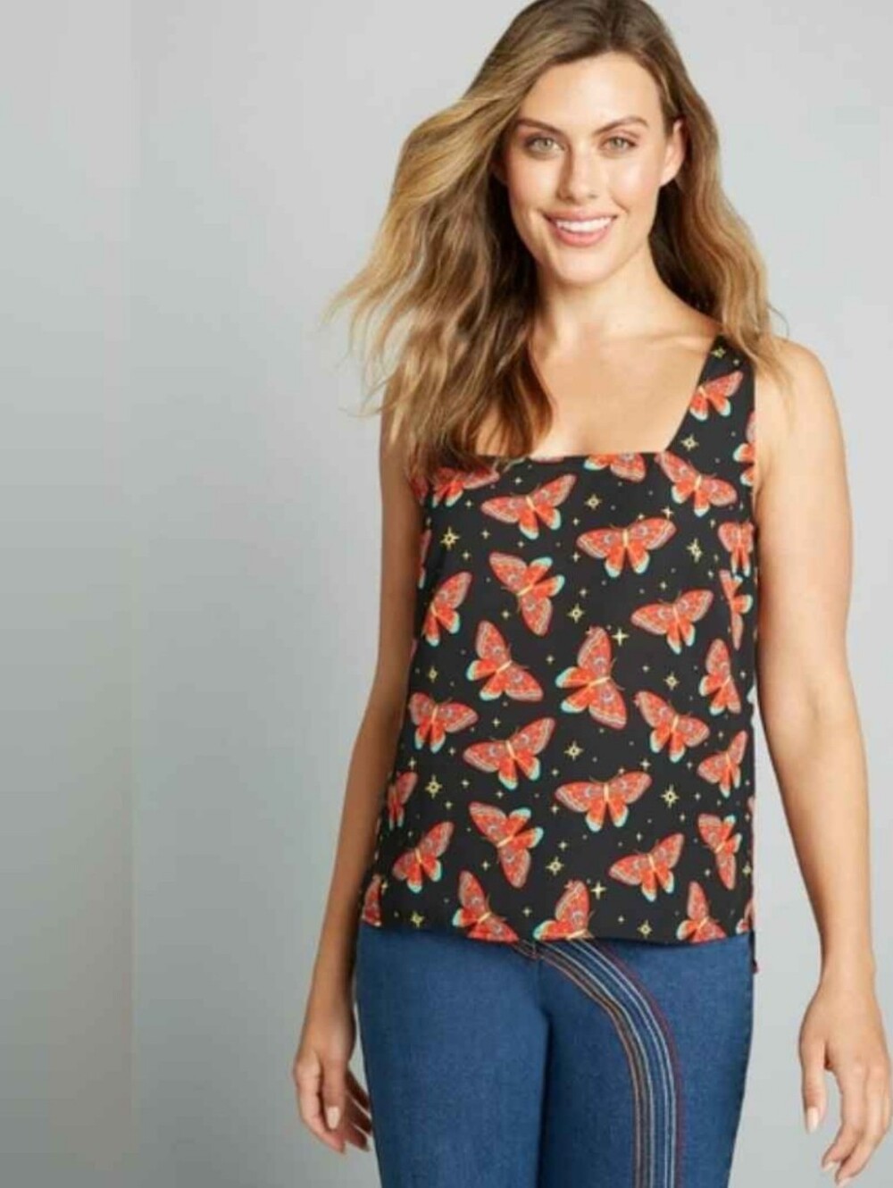 NWT Modcloth Black Butterfly Tank Top Blouse